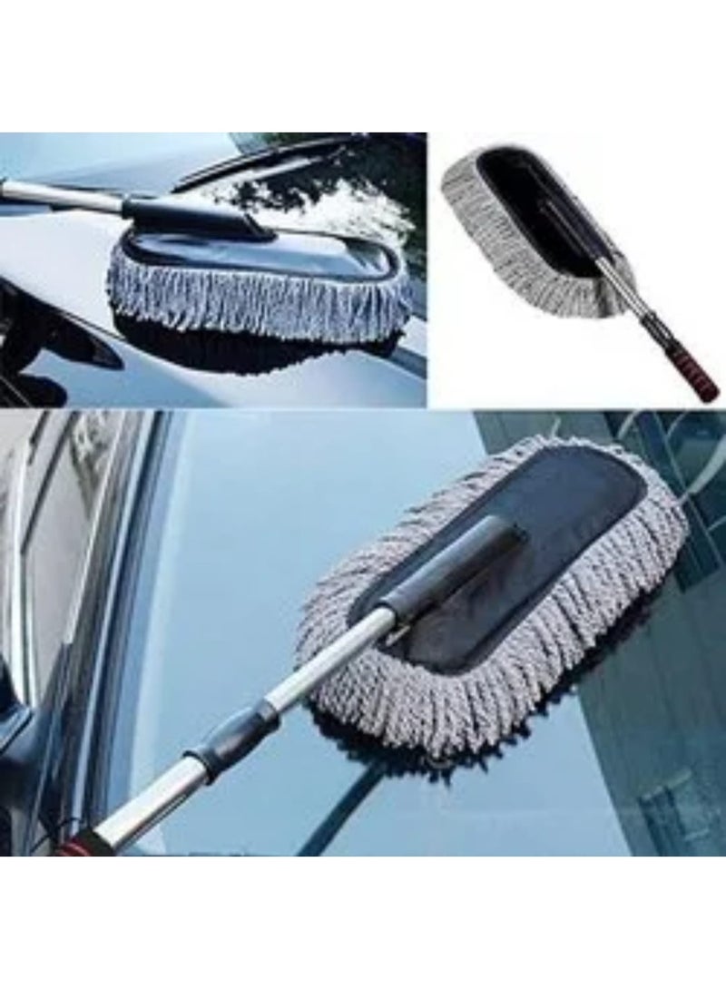 منفضة غبار للسيارة من الألياف الدقيقة بمقبض قابل للتمديد – فرشاة تنظيف متعددة الاستخدامات للداخل والخارج، خالية من الخدوش والوبر، ممسحة غبار كبيرة مع عصا تلسكوبية من الستانلس ستيل للسيارة والمنزل والمكتب - Image 1